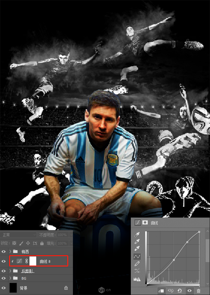 用PS设计球星梅西主题足球海报图片