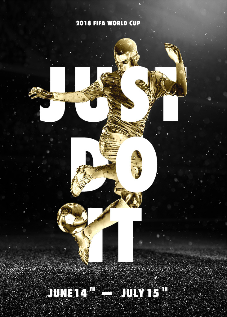 PS制作金色球员特效的世界杯海报图片