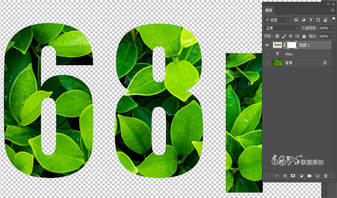 PS制作绿色树叶堆积效果的文字壁纸图片