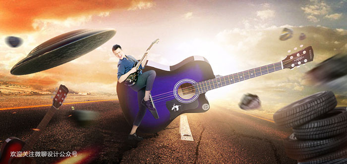 合成动感摇滚吉它海报图片的PS教程