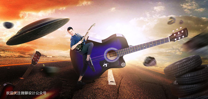 合成动感摇滚吉它海报图片的PS教程