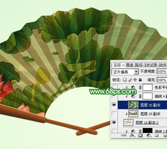 制作夏日水彩荷花扇子图片的PS教程