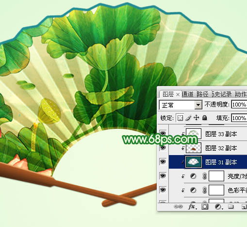 制作夏日水彩荷花扇子图片的PS教程