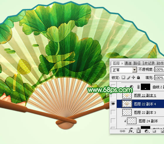 制作夏日水彩荷花扇子图片的PS教程