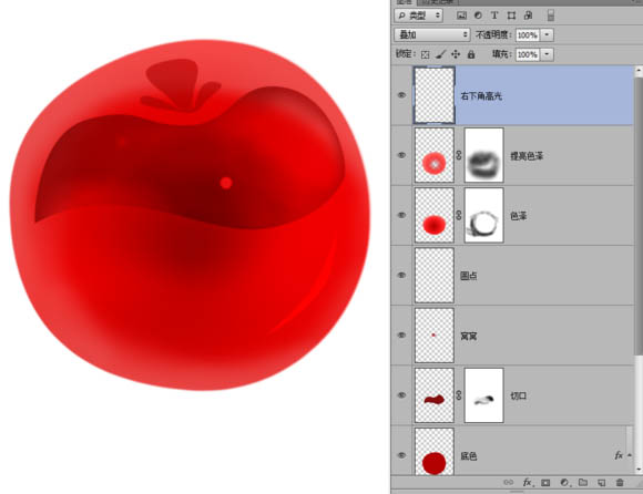 制作晶莹剔透红色玻璃樱桃图片的PS教程