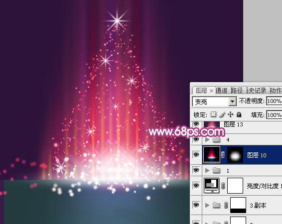 制作梦幻彩色光影圣诞树图片的PS教程
