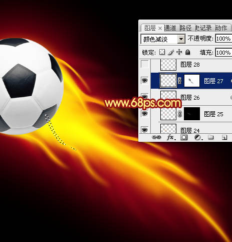 如何制作燃烧火焰足球图片的PS教程