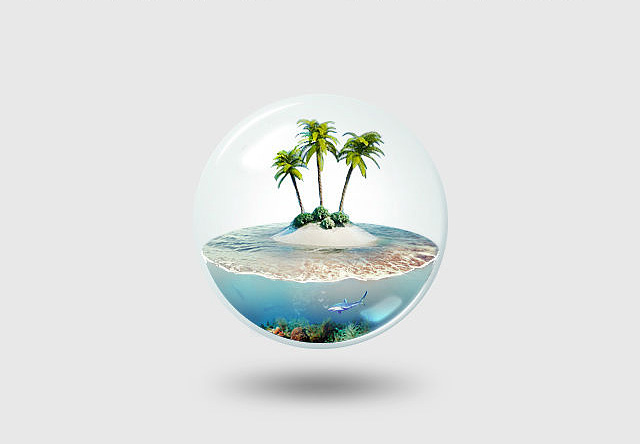 PS制作热带海洋风格的圆形气泡图标