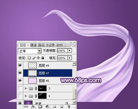 PS怎样制作紫色飘逸的丝绸飘带图片