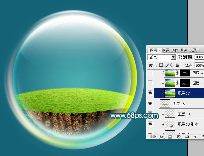 PS制作透明气泡样式的绿色环保图案标志