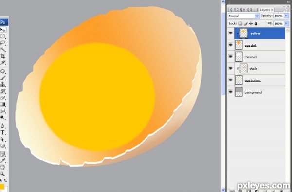 Photoshop怎样制作破开的逼真鸡蛋图片