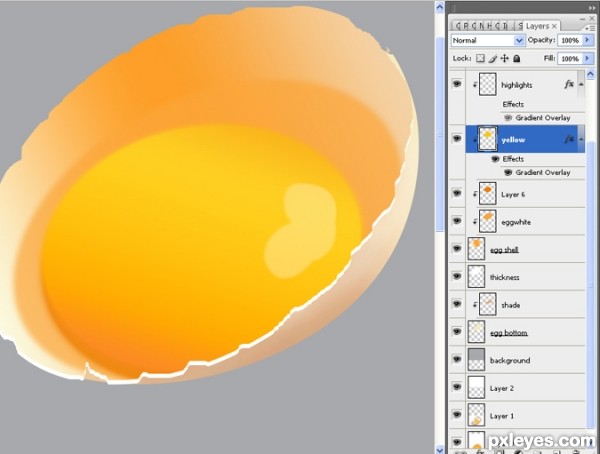 Photoshop怎样制作破开的逼真鸡蛋图片