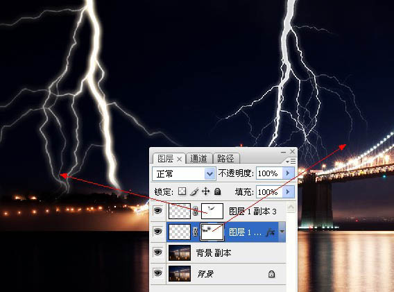 制作城市夜晚逼真闪电图片的PS教程