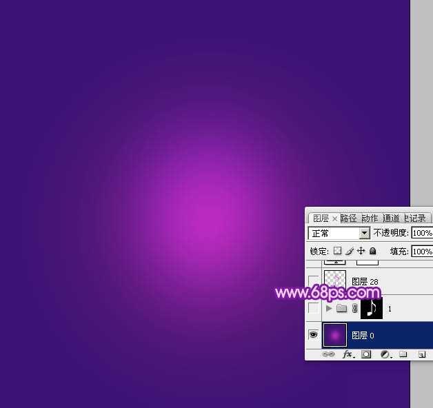 PS制作绚丽紫色水晶音符实例图案