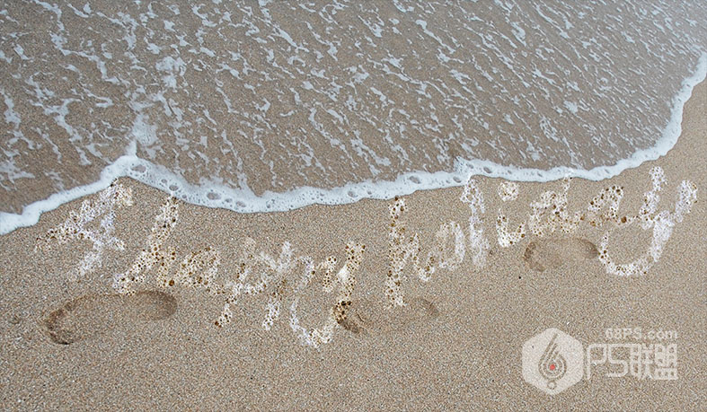 用PS制作沙滩上的海水泡沫文字图片