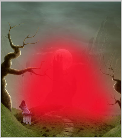 用PS合成童话故事中的黑夜恐怖城堡图片