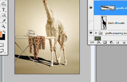 用PS怎样合成长颈鹿烫衣服的创意图片