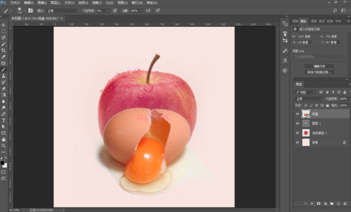 PS合成破壳苹果中流出的创意鸡蛋图片