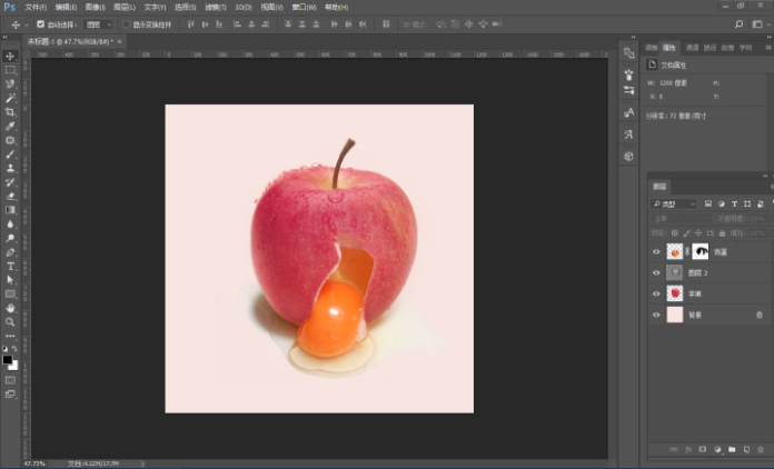 PS合成破壳苹果中流出的创意鸡蛋图片