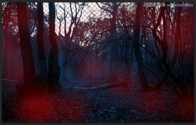 PS合成黑暗森林中围困的女孩场景照片