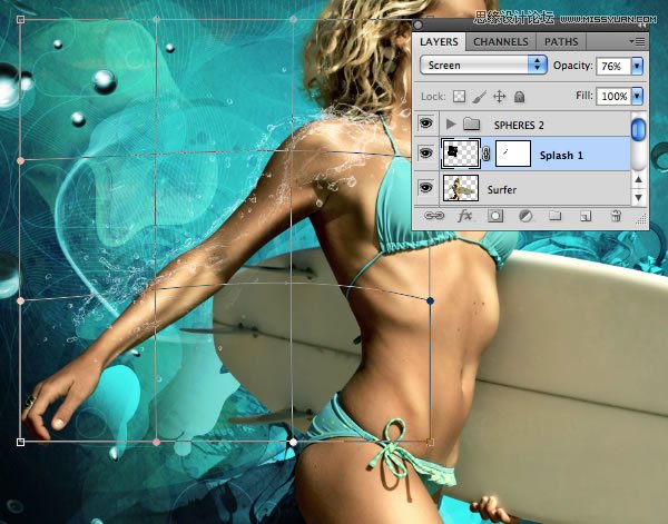 合成水花特效夏日比基尼图片的PS教程