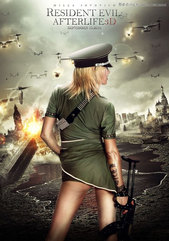 Photoshop合成城市战争场景超酷人物海报