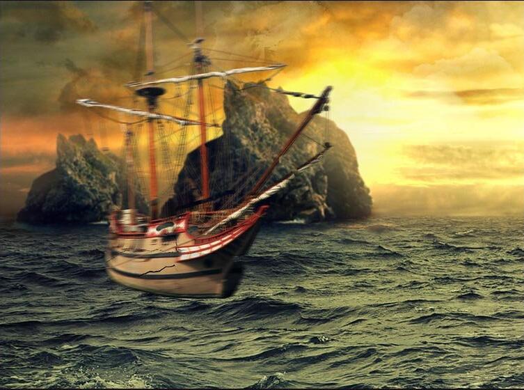 用PS合成炫酷海上战斗场景的海盗图片