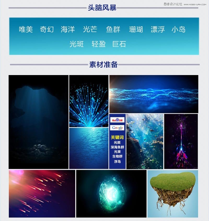 Photoshop合成梦幻蓝色深海封面海报图片