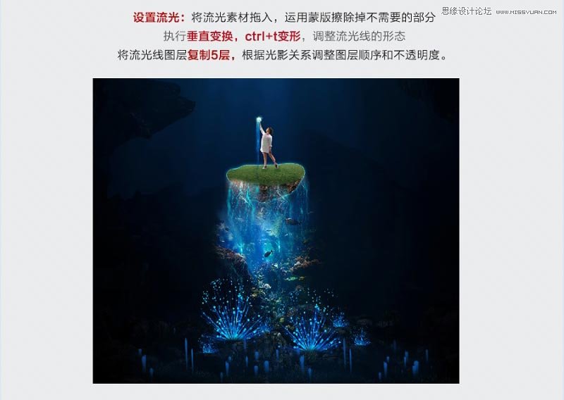 Photoshop合成梦幻蓝色深海封面海报图片