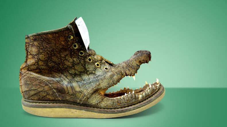Photoshop合成张开鳄鱼嘴巴创意鞋子图片