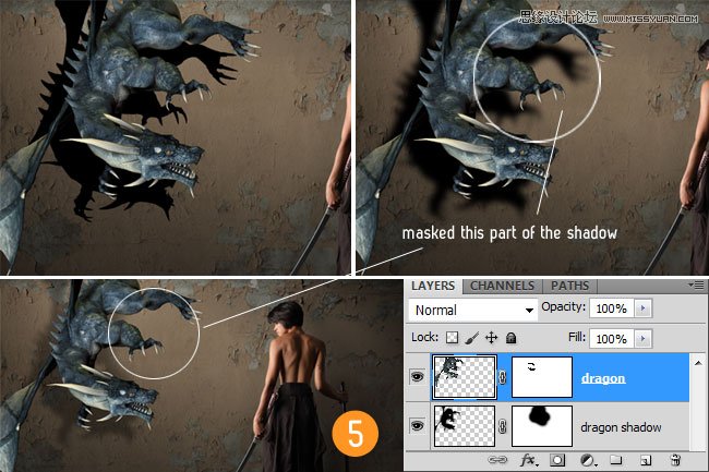 Photoshop合成女剑士与恶龙战斗的场景图片