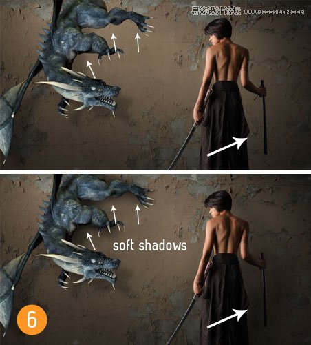 Photoshop合成女剑士与恶龙战斗的场景图片