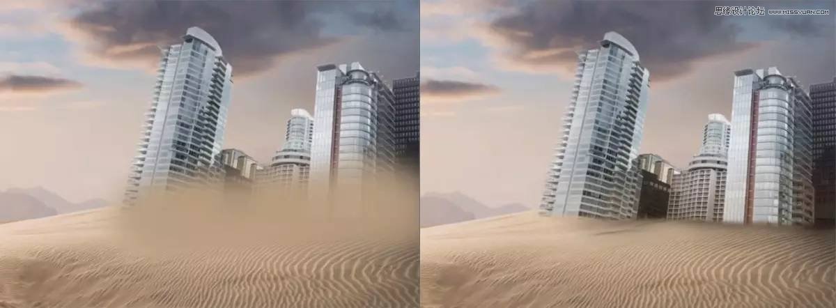 PS合成沙漠侵占下的末日城市场景图片