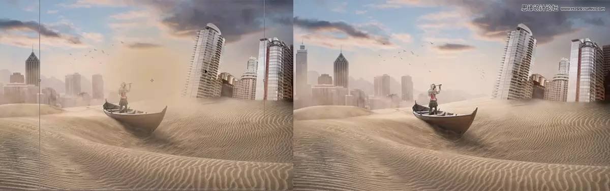 PS合成沙漠侵占下的末日城市场景图片