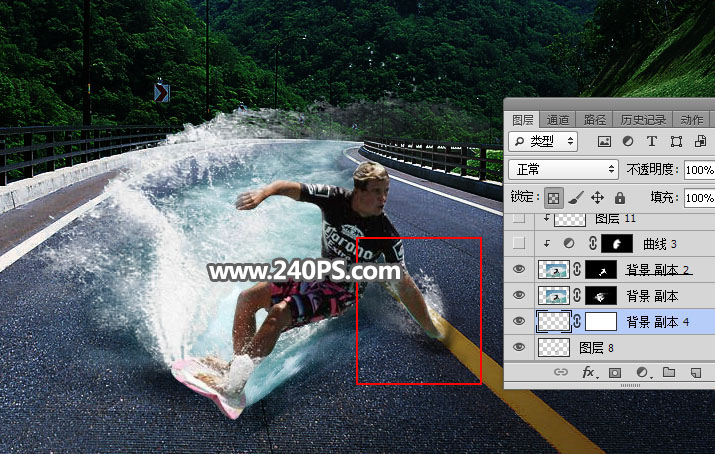 PS合成高速公路上创意冲浪人物图片