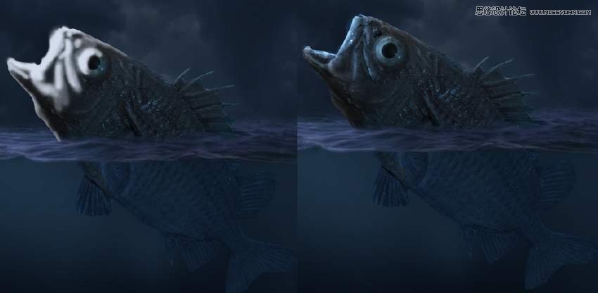 合成巨大鱼怪吃掉超级月亮图片的PS教程