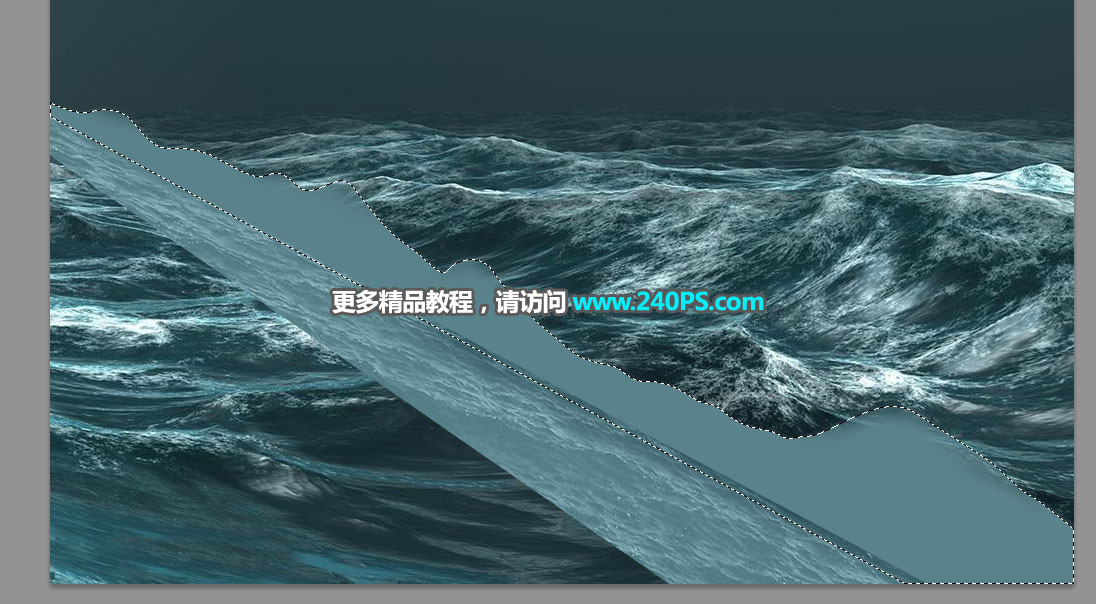 PS合成波涛汹涌大海中航行的邮轮图片