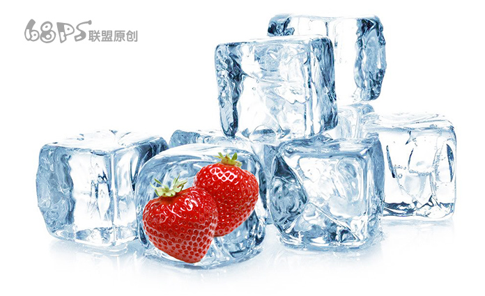用PS合成透明冰块中的新鲜水果图片