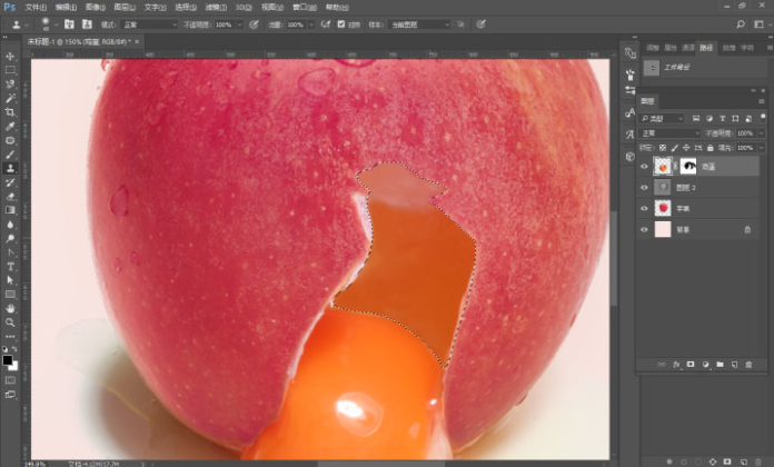 PS合成破壳苹果中流出的创意鸡蛋图片