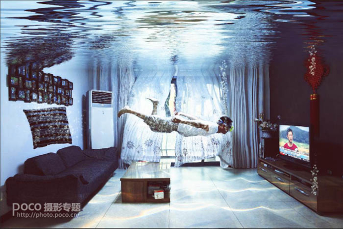 Photoshop如何合成超酷的水中房间