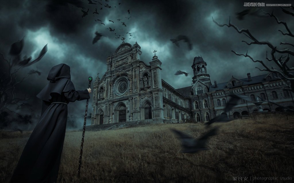 合成暗黑风格恐怖城堡场景图片的PS教程