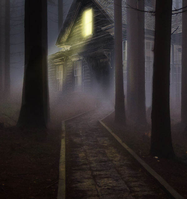 用PS合成幽暗森林中的恐怖房屋图片