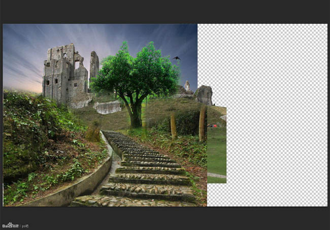 用PS合成阴暗森林中的废弃城堡图片