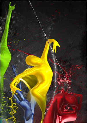 PS合成跳舞造型的彩色油漆人物图案