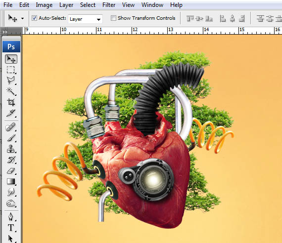 合成抽象机械心脏海报图片的PS教程