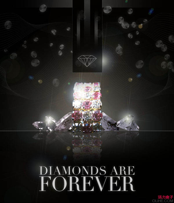 PS合成奢华亮丽的漂亮宝石广告海报