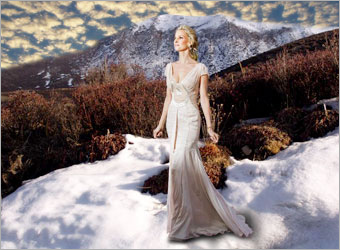 PS合成站在雪地中的天使人物照片