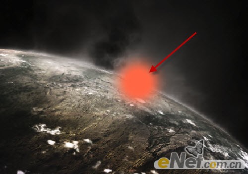 PS合成陨石流量撞击星球的照片
