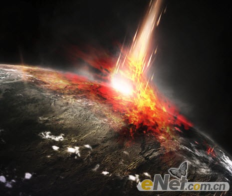 PS合成陨石流量撞击星球的照片