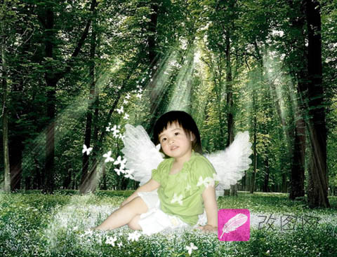 PS合成森林中的梦幻天使儿童照片